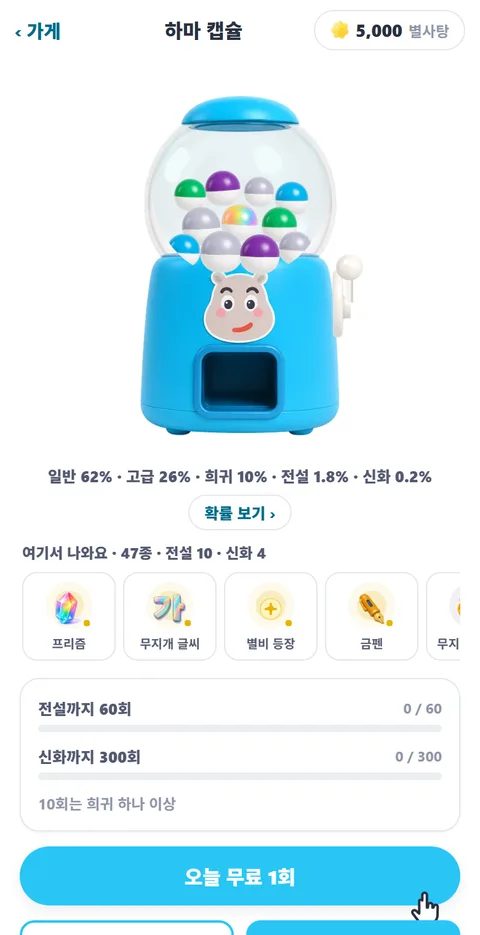 4GO Play 이름표와 캡슐 기계 화면